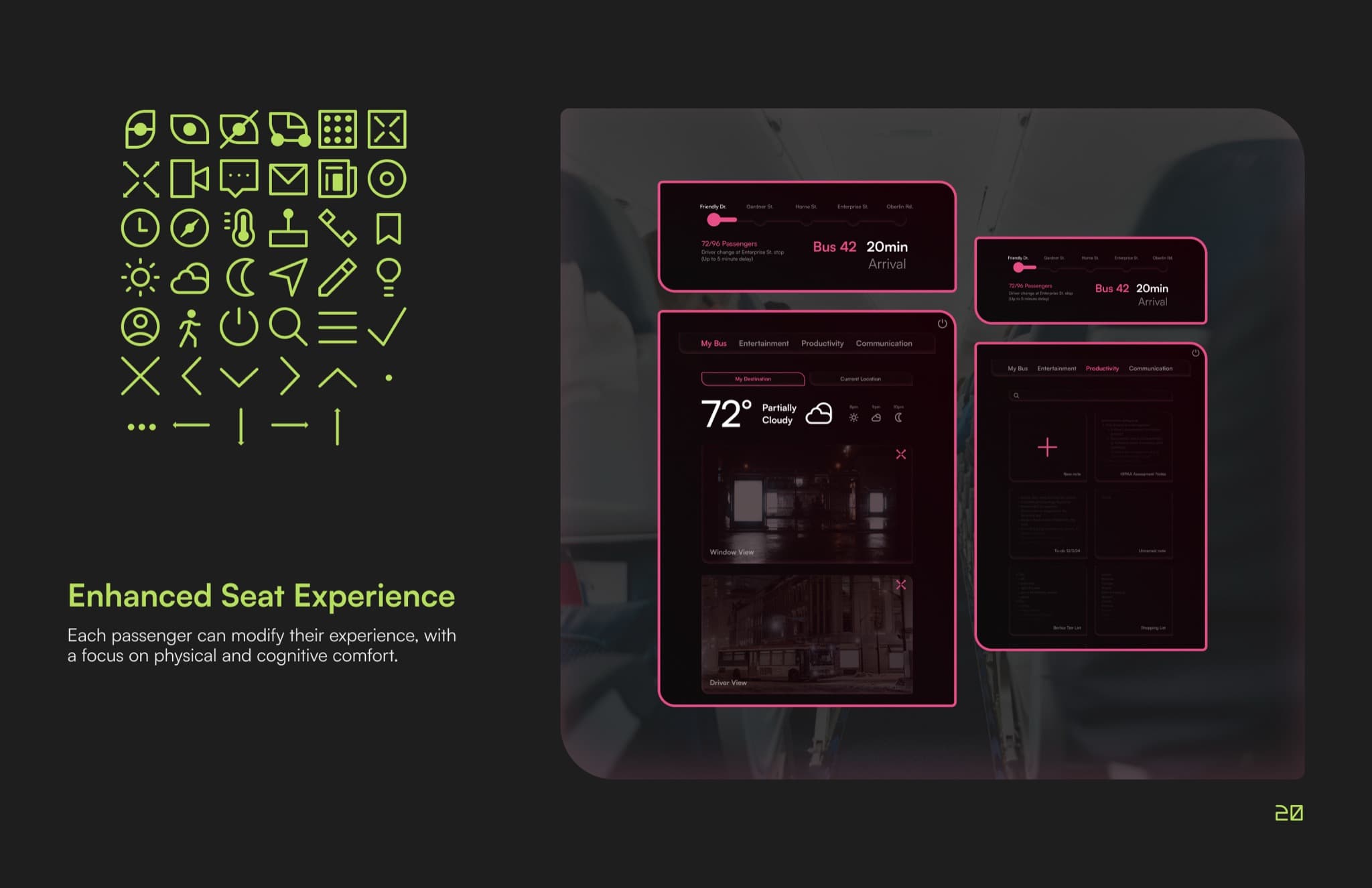 booklet seat experience screens