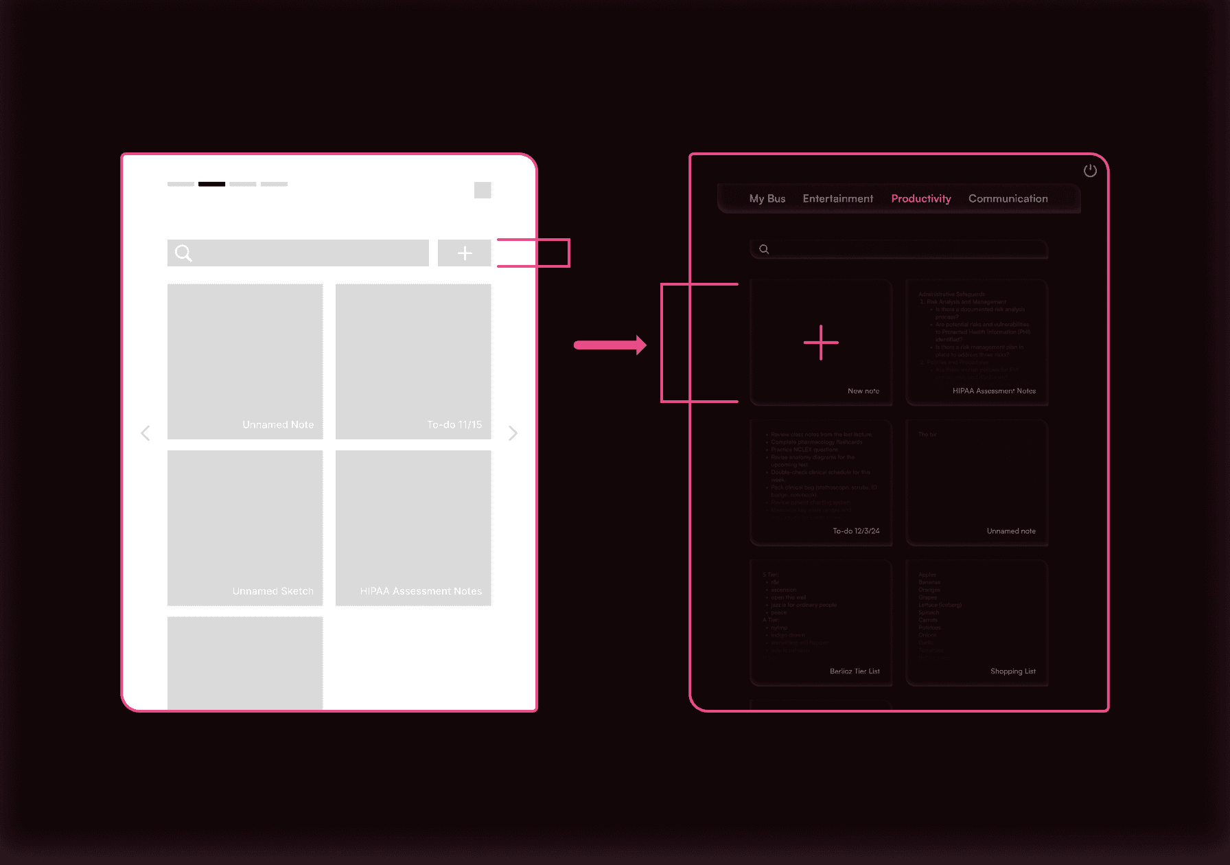 wireframe to hifi transition