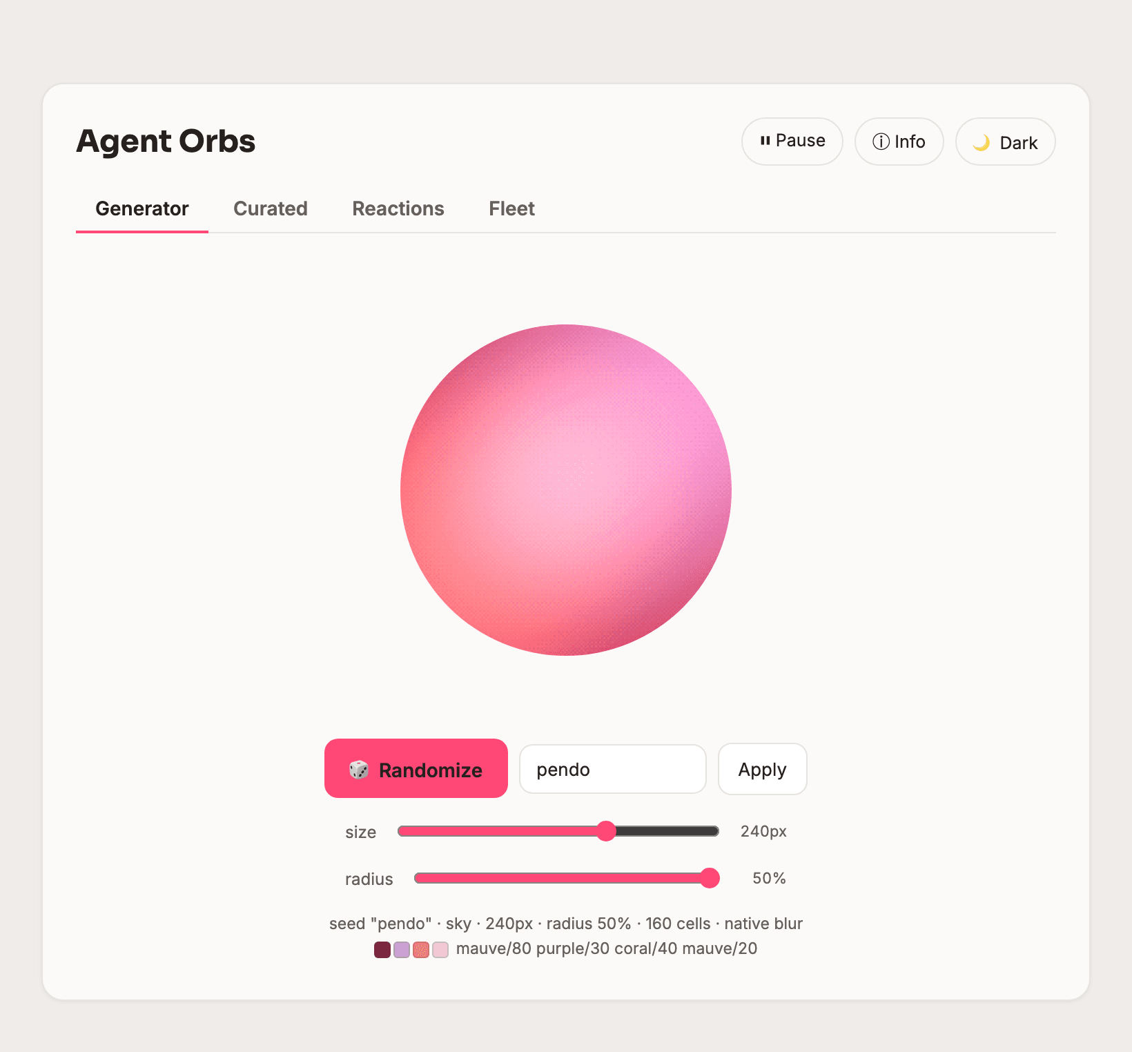 Agent Orbs generator