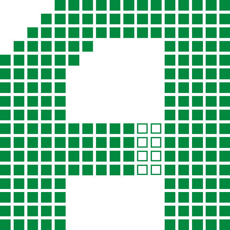 version seven, eight hollow cells cutting a notch through the crossbar